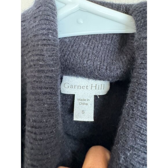 Garnet Hil Mock Neck Kangaroo Pocket Wool/Cashmere Sweater Sz Small, black /m2 - Picture 4 of 7